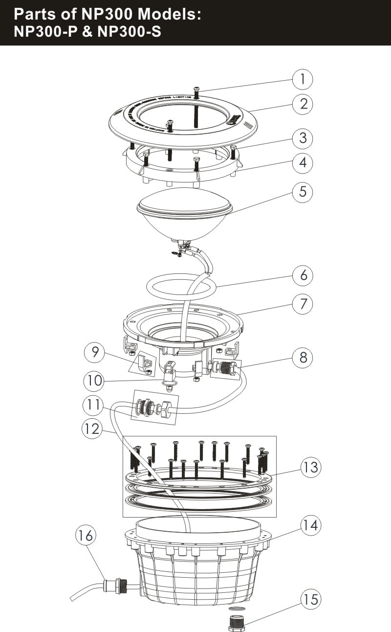 NP300 SERIES UNDERWATER LIGHT Emaux Pool and Spa Equipment